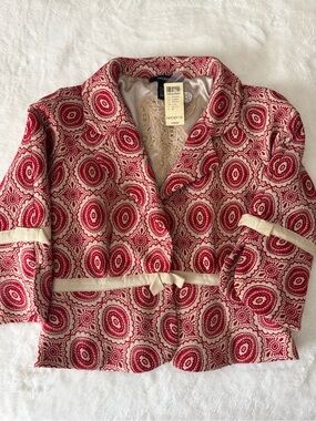 Arden B Red and Cream Patterned Jacket